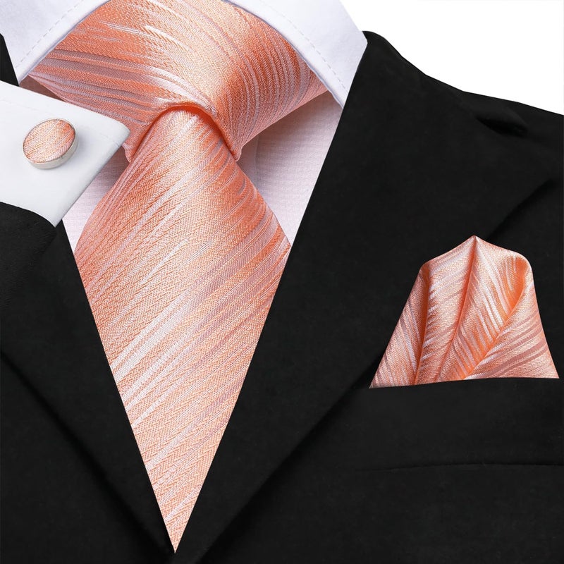 Dubulle Mens Paisley Striped Tie and Handkerchief Cufflinks Tie Set for Men Wedding Business Formal - Image 4